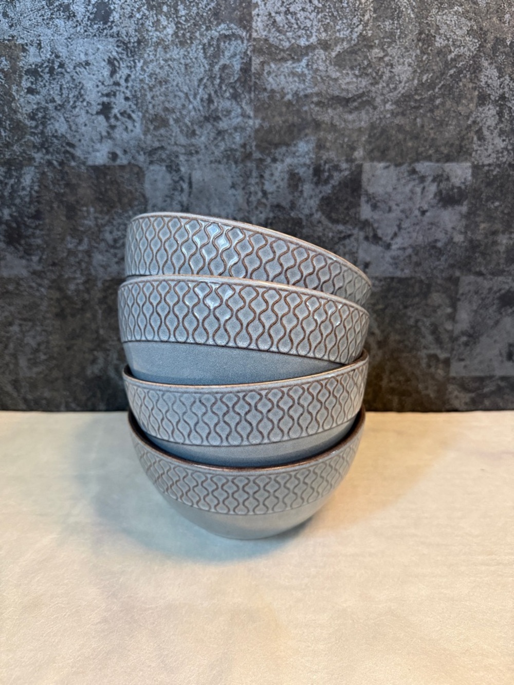Blue Patterned Ceramic Bowls - Unbranded